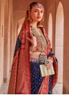 Woven Work Navy Blue and Red Designer Traditional Saree - 1