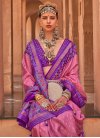 Silk Blend Pink and Purple Woven Work Designer Contemporary Style Saree - 1