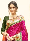 Paithani Silk Green and Rose Pink Woven Work Designer Contemporary Saree - 1