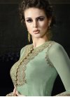 Monumental Beige and Mint Green Embroidered Work Faux Georgette Jacket Style Salwar Kameez - 2