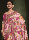 Magenta and Pink Tussar Silk Designer Traditional Saree - 3