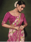 Magenta and Pink Tussar Silk Designer Traditional Saree - 1