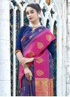Magenta and Navy Blue Banarasi Silk Designer Contemporary Style Saree - 3