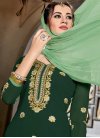 Embroidered Work Faux Georgette Bottle Green and Mint Green Designer Palazzo Salwar Kameez - 1