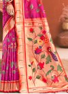 Woven Work Red and Rose Pink Designer Contemporary Style Saree - 2