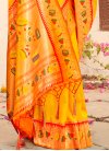Paithani Silk Mustard and Orange Designer Contemporary Style Saree - 1