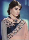 Lovely Embroidered Work Faux Chiffon Grey and Peach Half N Half Designer Saree For Festival - 1