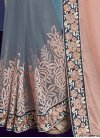 Lovely Embroidered Work Faux Chiffon Grey and Peach Half N Half Designer Saree For Festival - 2