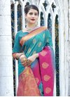 Banarasi Silk Rose Pink and Turquoise Traditional Designer Saree - 1