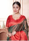 Green and Red Woven Work Designer Contemporary Style Saree - 2