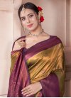 Kanjivaram Silk Gold and Purple Traditional Designer Saree For Ceremonial - 1