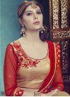 Beautiful Beige and Red Embroidered Work Half N Half Saree - 1