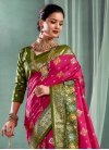 Print Work Olive and Rose Pink Designer Contemporary Style Saree - 1