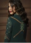 Bottle Green and Sea Green Faux Georgette Jacket Style Suit - 2