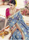 Satin Silk Lace Work Contemporary Style Saree - 2