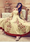 Amusing Embroidered Work Cream and Red Faux Georgette Ankle Length Anarkali Salwar Suit - 1