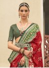 Patola Silk Print Work Green and Red Trendy Classic Saree - 2