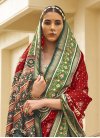 Patola Silk Print Work Green and Red Trendy Classic Saree - 1