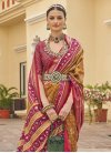 Mustard and Rose Pink Designer Traditional Saree For Ceremonial - 1