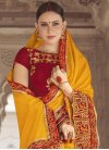 Embroidered Work Mustard and Red Classic Saree - 1