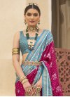 Fuchsia and Light Blue Patola Silk Traditional Designer Saree For Ceremonial - 1