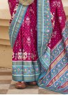 Fuchsia and Light Blue Patola Silk Traditional Designer Saree For Ceremonial - 3