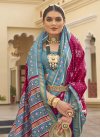 Fuchsia and Light Blue Patola Silk Traditional Designer Saree For Ceremonial - 2