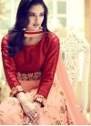 Peach and Red Embroidered Work Long Length Designer Anarkali Suit - 2