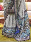 Grey and Navy Blue Patola Silk Designer Traditional Saree For Ceremonial - 2