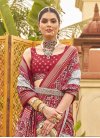 Patola Silk Beige and Red Print Work Designer Contemporary Style Saree - 2