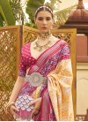 Patola Silk Gold and Rose Pink Designer Contemporary Saree - 1