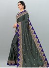 Grey and Navy Blue Contemporary Style Saree - 2