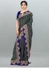 Grey and Navy Blue Contemporary Style Saree - 1