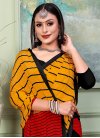 Crepe Silk Mustard and Red Digital Print Work Contemporary Style Saree - 1