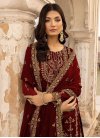 Embroidered Work Faux Georgette Pant Style Salwar Kameez - 1