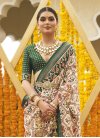 Beige and Green Designer Traditional Saree For Festival - 2