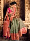 Rose Pink and Sea Green Trendy Classic Saree For Festival - 1