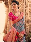 Grey and Rose Pink Banarasi Silk Traditional Designer Saree - 2