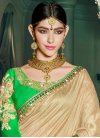Baronial Embroidered Work Raw Silk Beige and Mint Green Half N Half Saree For Party - 1