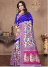 Blue and Rose Pink Thread Work Trendy Classic Saree - 1
