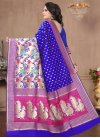 Blue and Rose Pink Thread Work Trendy Classic Saree - 2