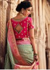 Aqua Blue and Rose Pink Banarasi Silk Designer Contemporary Style Saree - 2
