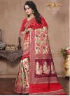 Thread Work Beige and Red Contemporary Style Saree - 1