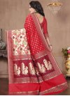 Thread Work Beige and Red Contemporary Style Saree - 2