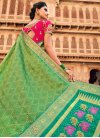 Mint Green and Sea Green Embroidered Work Designer Contemporary Style Saree - 1