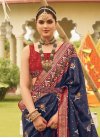 Navy Blue and Red Trendy Classic Saree For Ceremonial - 1