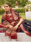 Navy Blue and Red Trendy Classic Saree For Ceremonial - 2