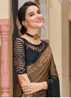 Black and Brown Designer Traditional Saree For Ceremonial - 1