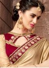 Catchy Beads Work Faux Georgette Trendy Designer Saree For Ceremonial - 1