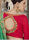 Silk Georgette Green and Red Embroidered Work Half N Half Trendy Saree - 2